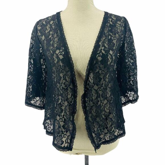 Pout Sexy Black Floral Lace Top Open Front Lingerie Small - Picture 1 of 8